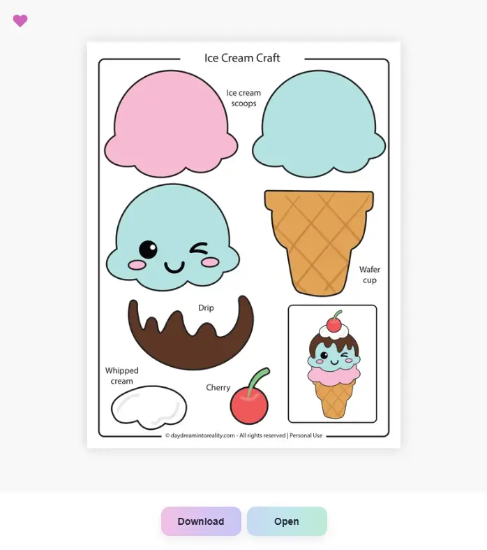 Ice Cream Resource Card
